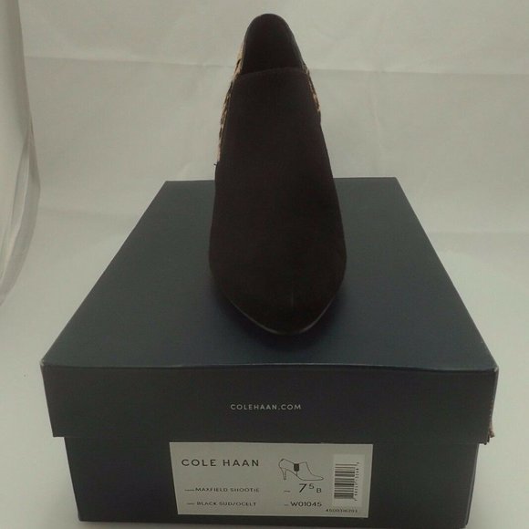 NIB COLE HAAN Maxfield Black/Cheetah Booties 7.5 - Picture 4 of 8